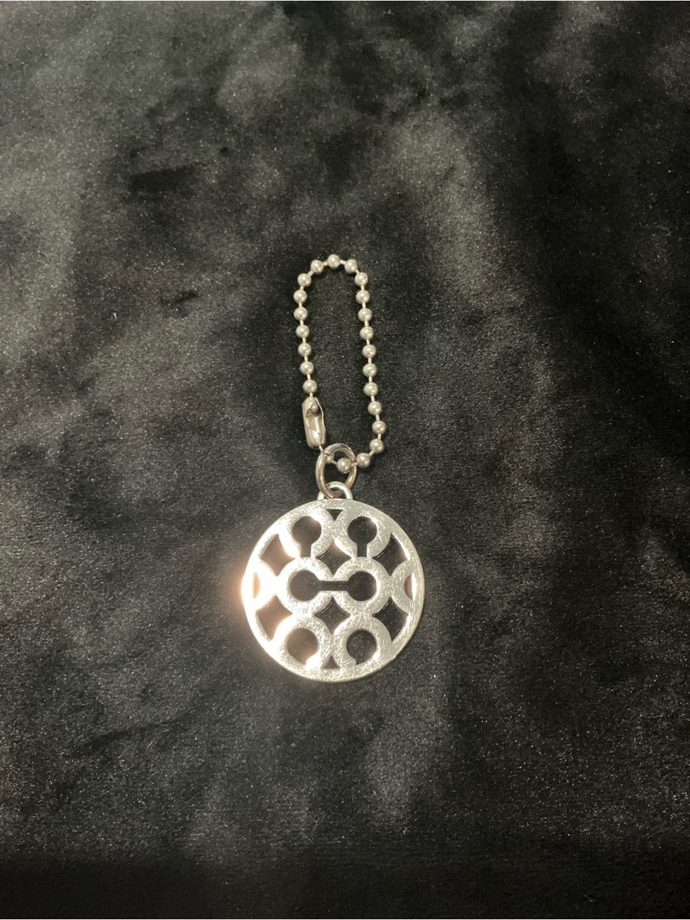 Coach Silver-Tone Round Cutout  Optic C Pendant/Hangtag